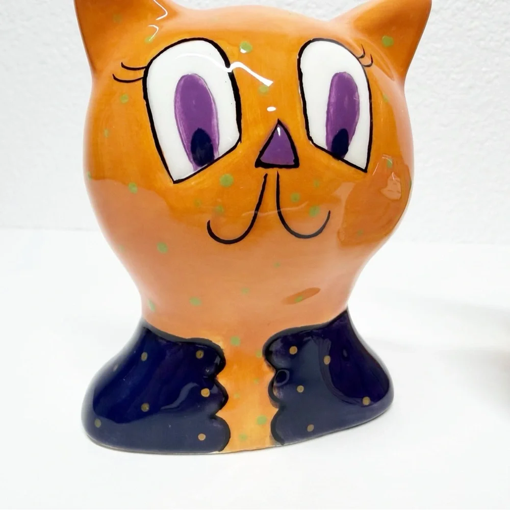 Vintage Pati Hand Painted Cat Salt Pepper Shakers